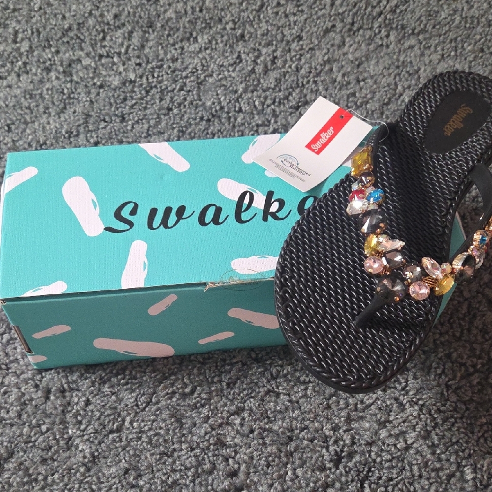 Black Embellished Women's Sandals
